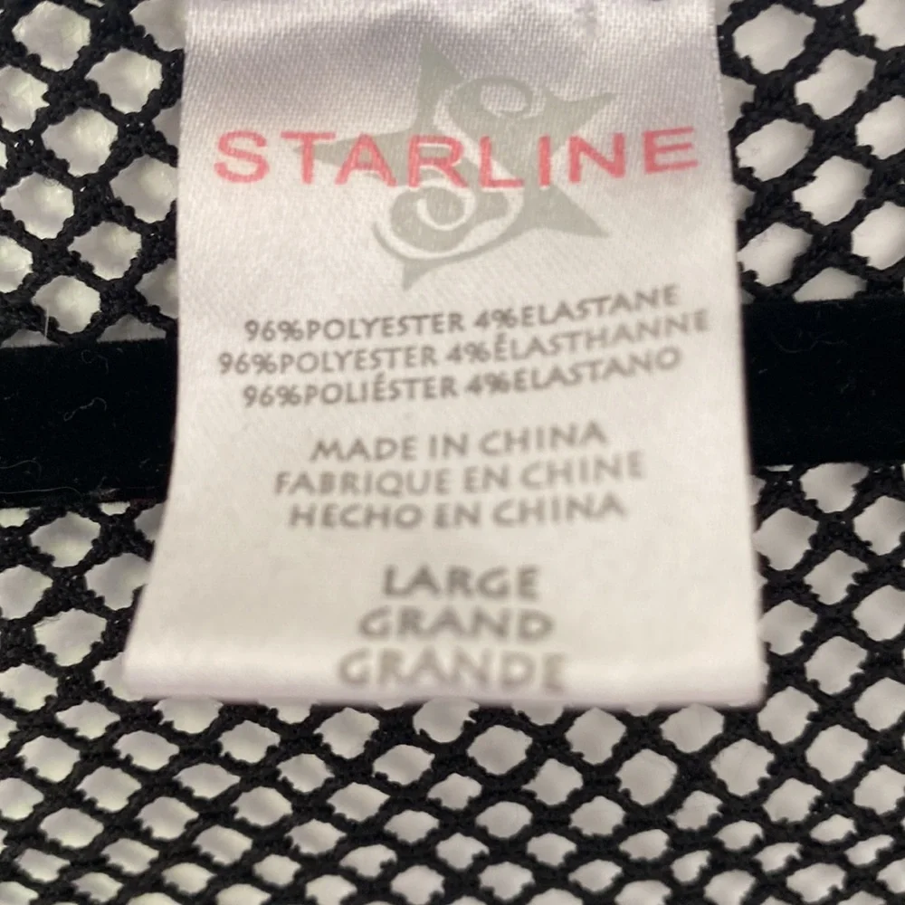 Starling Sexy Long Sleeve Fishnet shirt short top with X over chest! - Picture 3 of 3